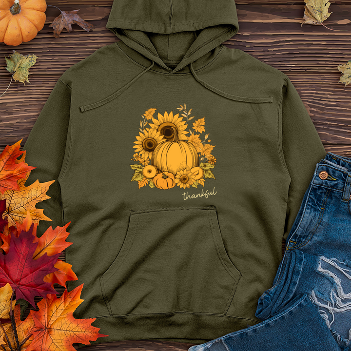 Vintage Sunflower Harvest Icons Midweight Hooded Sweatshirt