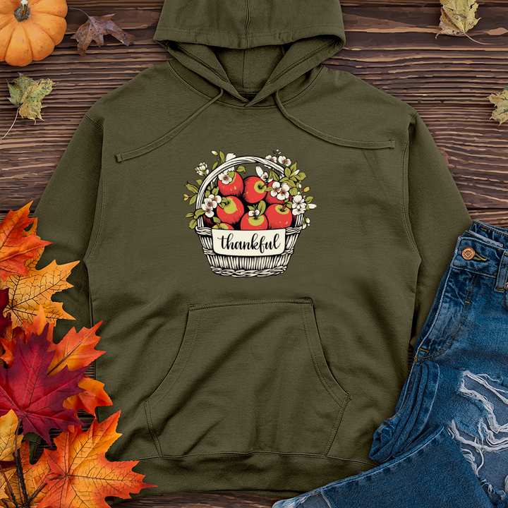 Retro Harvest Apple Blossom Basket Midweight Hooded Sweatshirt