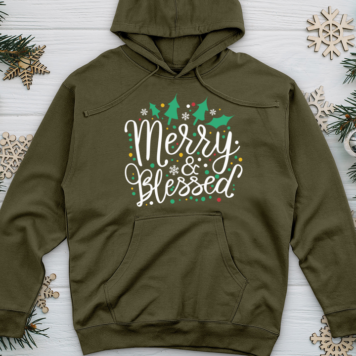 Cute Merry Blessed Midweight Hooded Sweatshirt