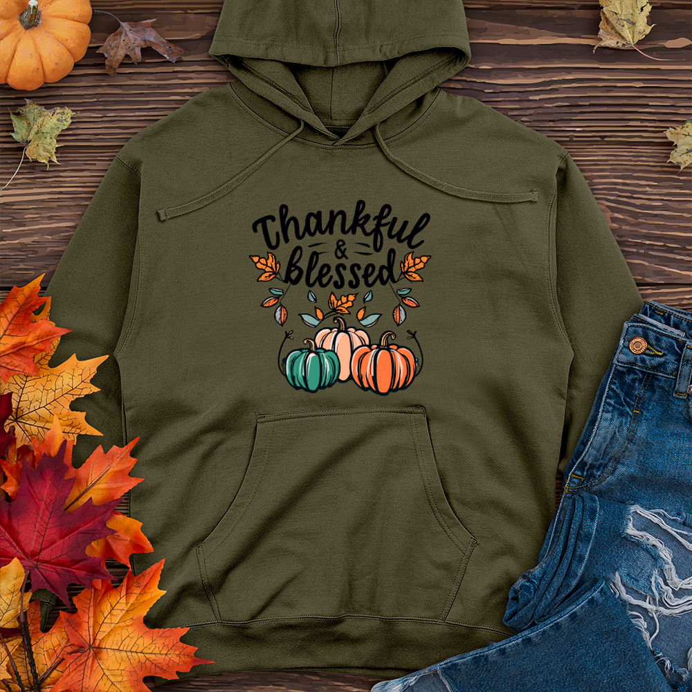 Thankful & Blessed Midweight Hooded Sweatshirt