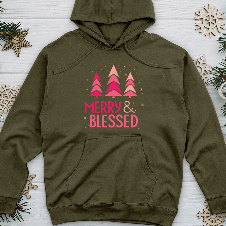 Merry Blessed Tree Midweight Hooded Sweatshirt