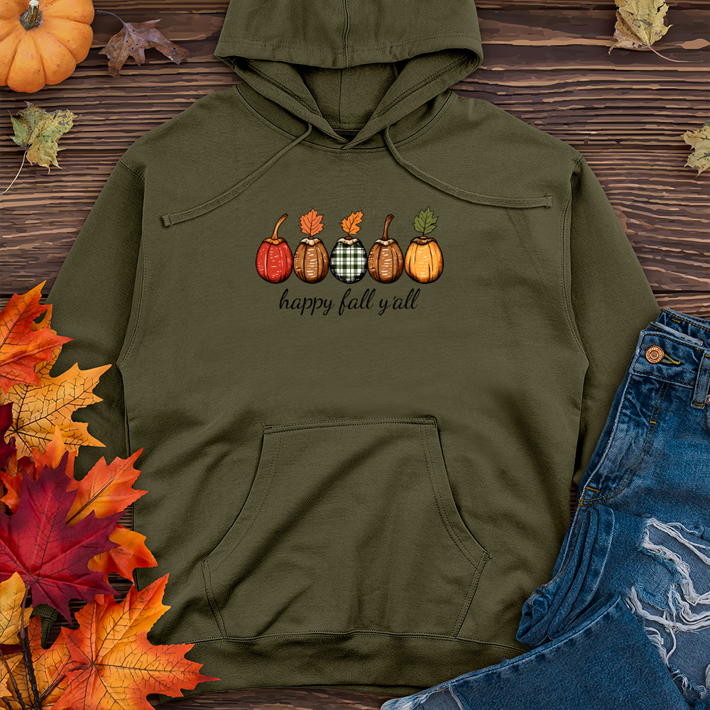 Retro Cozy Plaid Trio Acorns Midweight Hooded Sweatshirt