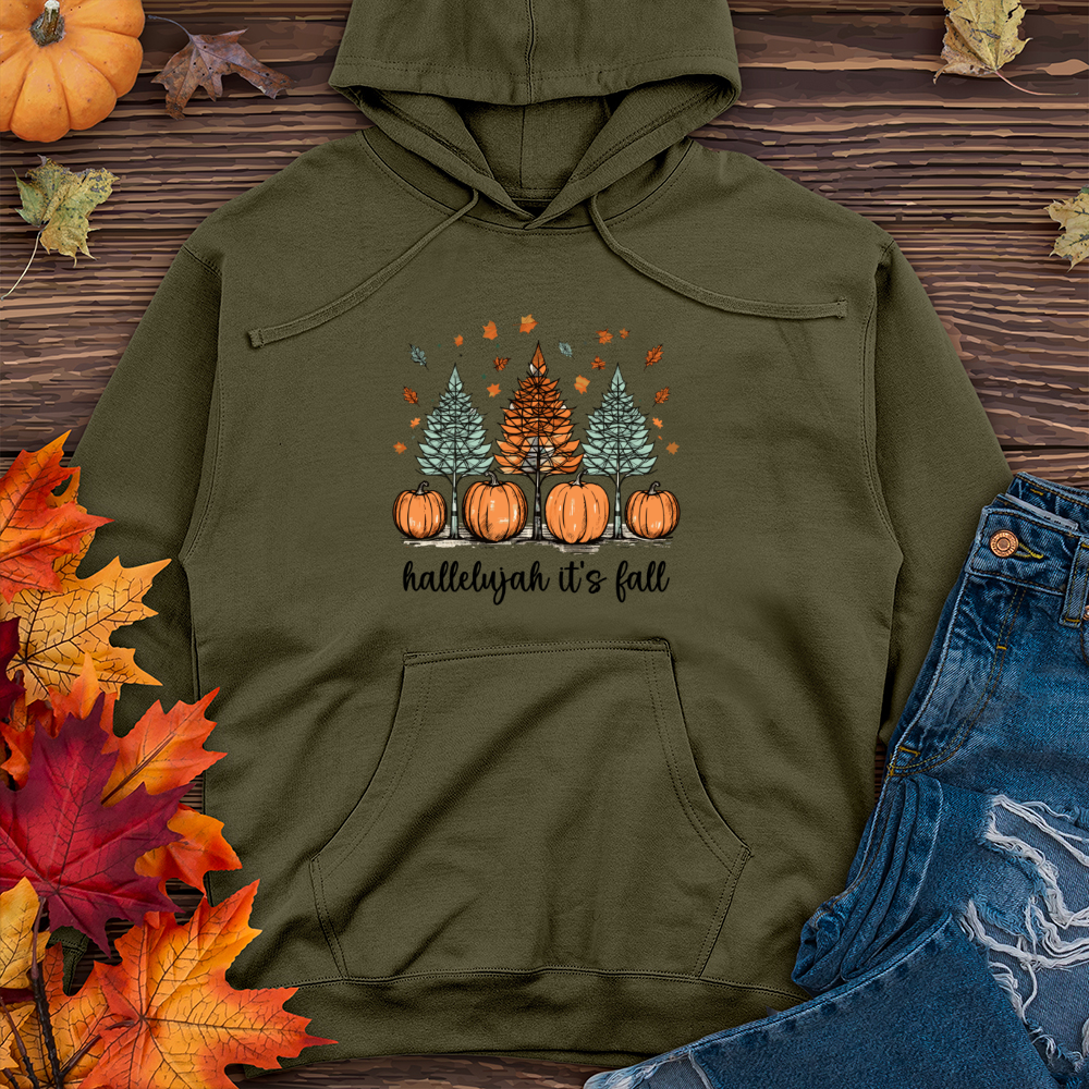 Cozy Autumn Trio Sparkling Trees Midweight Hooded Sweatshirt