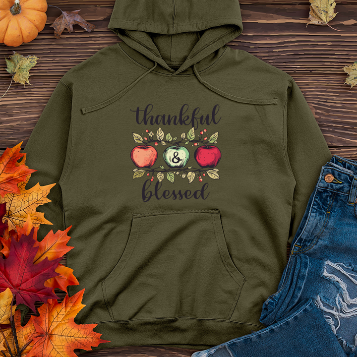 Retro Cozy Floral Trio Apples Midweight Hooded Sweatshirt