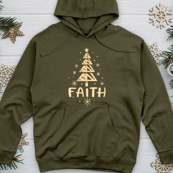 Faith Christmas Tree Midweight Hooded Sweatshirt