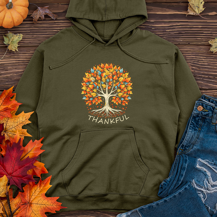 Vintage Kaleidoscope Fall Tree Midweight Hooded Sweatshirt