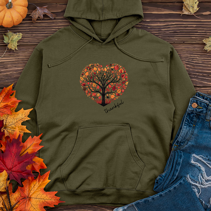 Vintage Natures Embrace Tree Heart Icons Midweight Hooded Sweatshirt