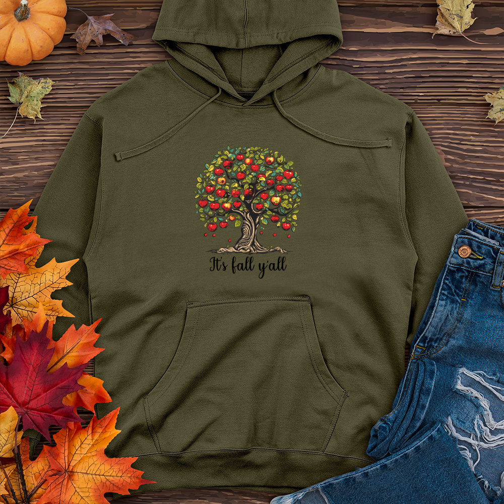 Vintage Harvest Bounty Apple Tree Midweight Hooded Sweatshirt