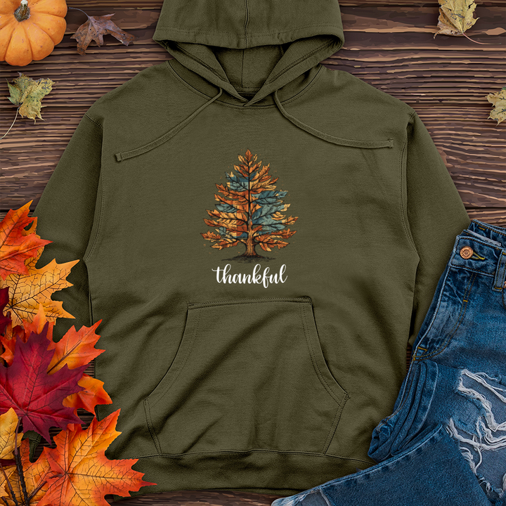 Vintage Cozy Plaid Pine Tree Midweight Hooded Sweatshirt