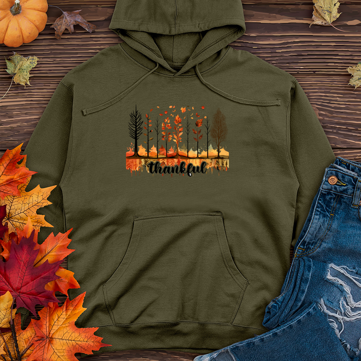 Watercolor Autumn Scene Icons Midweight Hooded Sweatshirt