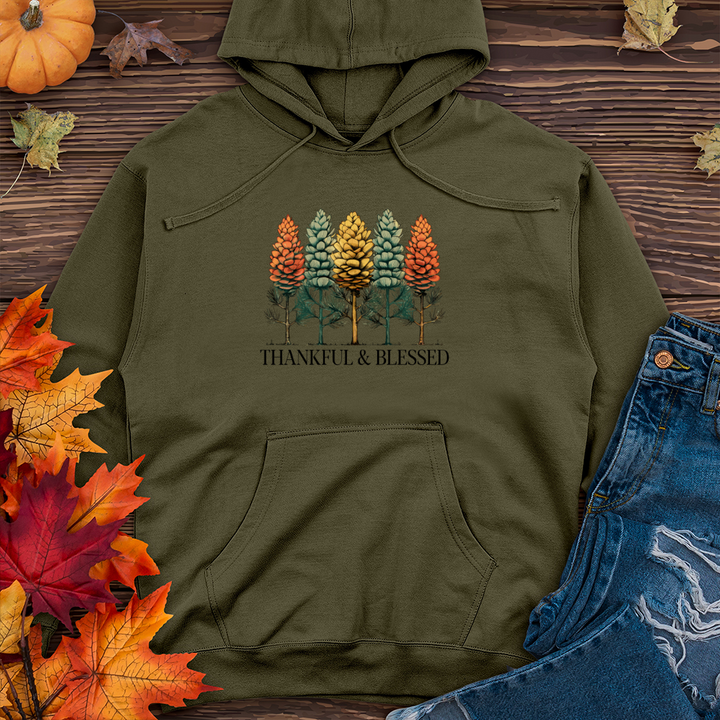 Vintage Nature Trio Pine Trees Midweight Hooded Sweatshirt