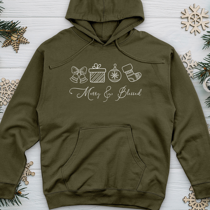 Merry Blessed Stockings Midweight Hooded Sweatshirt