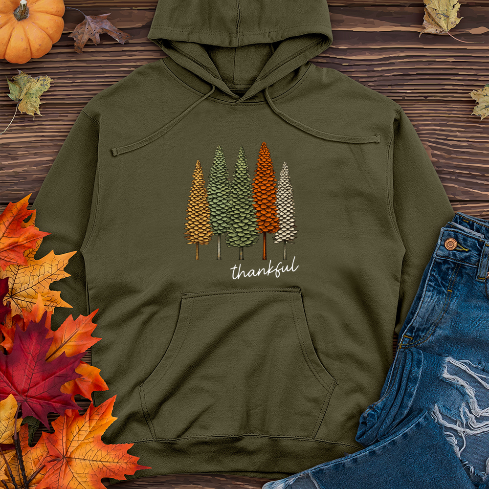 Retro Classic Trio Pine Trees Midweight Hooded Sweatshirt