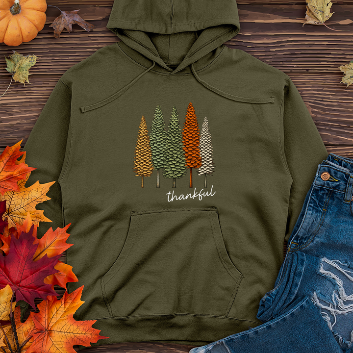 Retro Classic Trio Pine Trees Midweight Hooded Sweatshirt