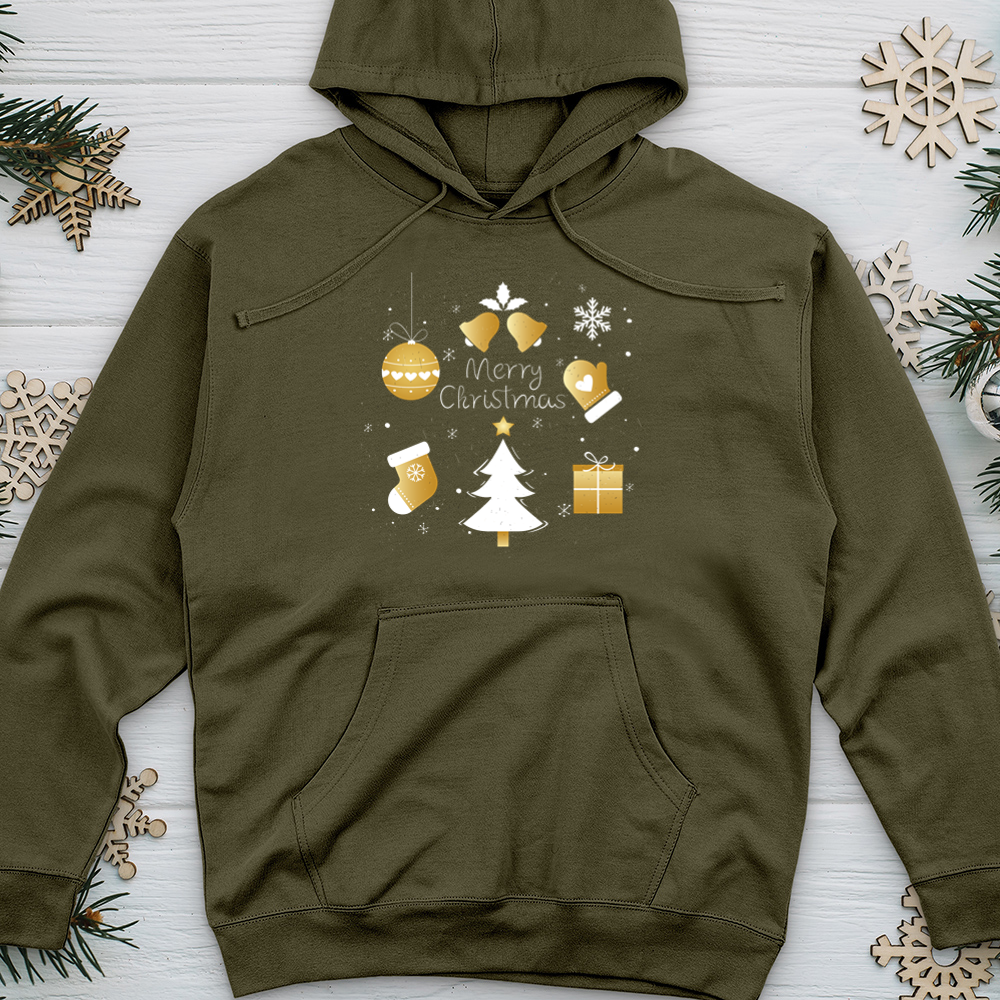 Golden Christmas Midweight Hooded Sweatshirt