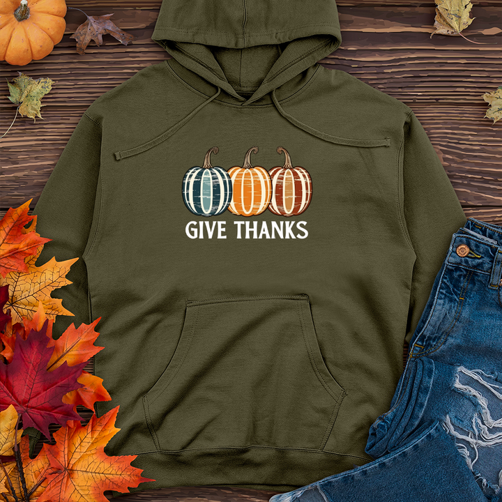 Retro Pumpkin Trio Midweight Hooded Sweatshirt