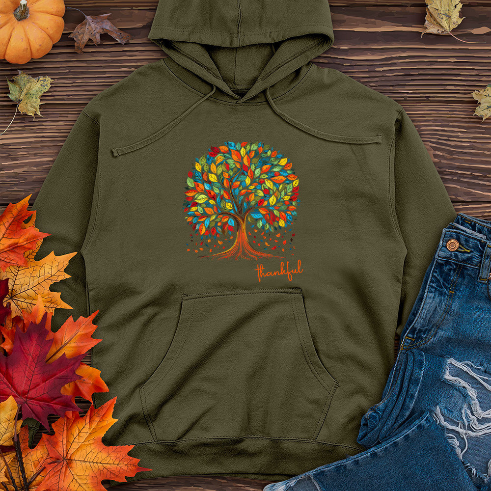 Vintage Floral Fall Tree Midweight Hooded Sweatshirt