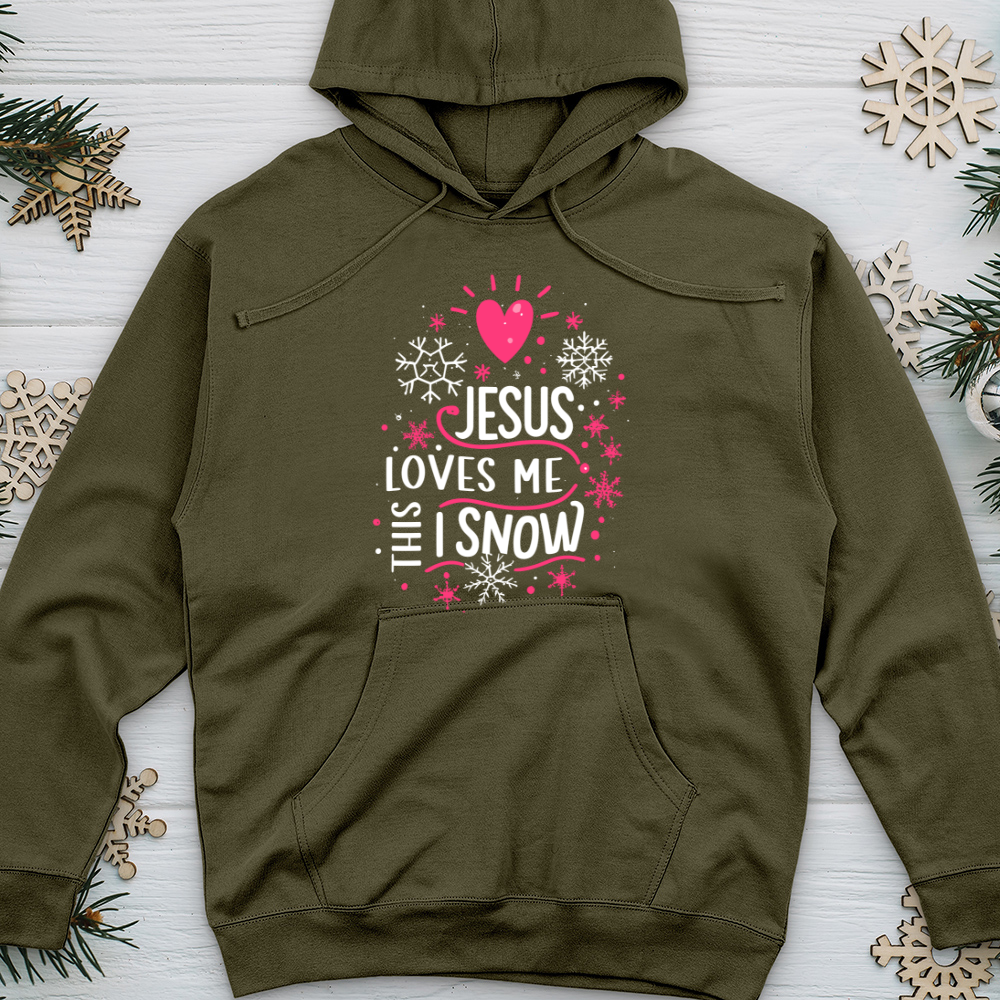 Jesus Loves Me This I Snow Midweight Hooded Sweatshirt