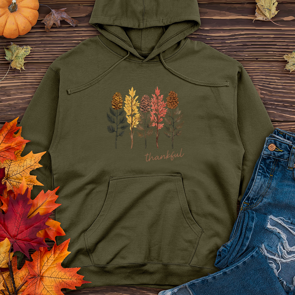 Cozy Autumn Trio Pine Trees Midweight Hooded Sweatshirt