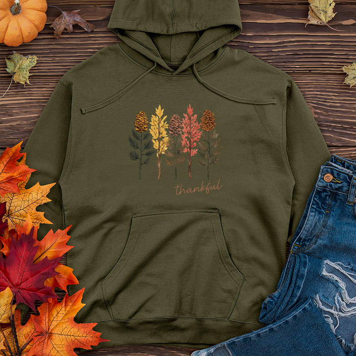 Cozy Autumn Trio Pine Trees Midweight Hooded Sweatshirt