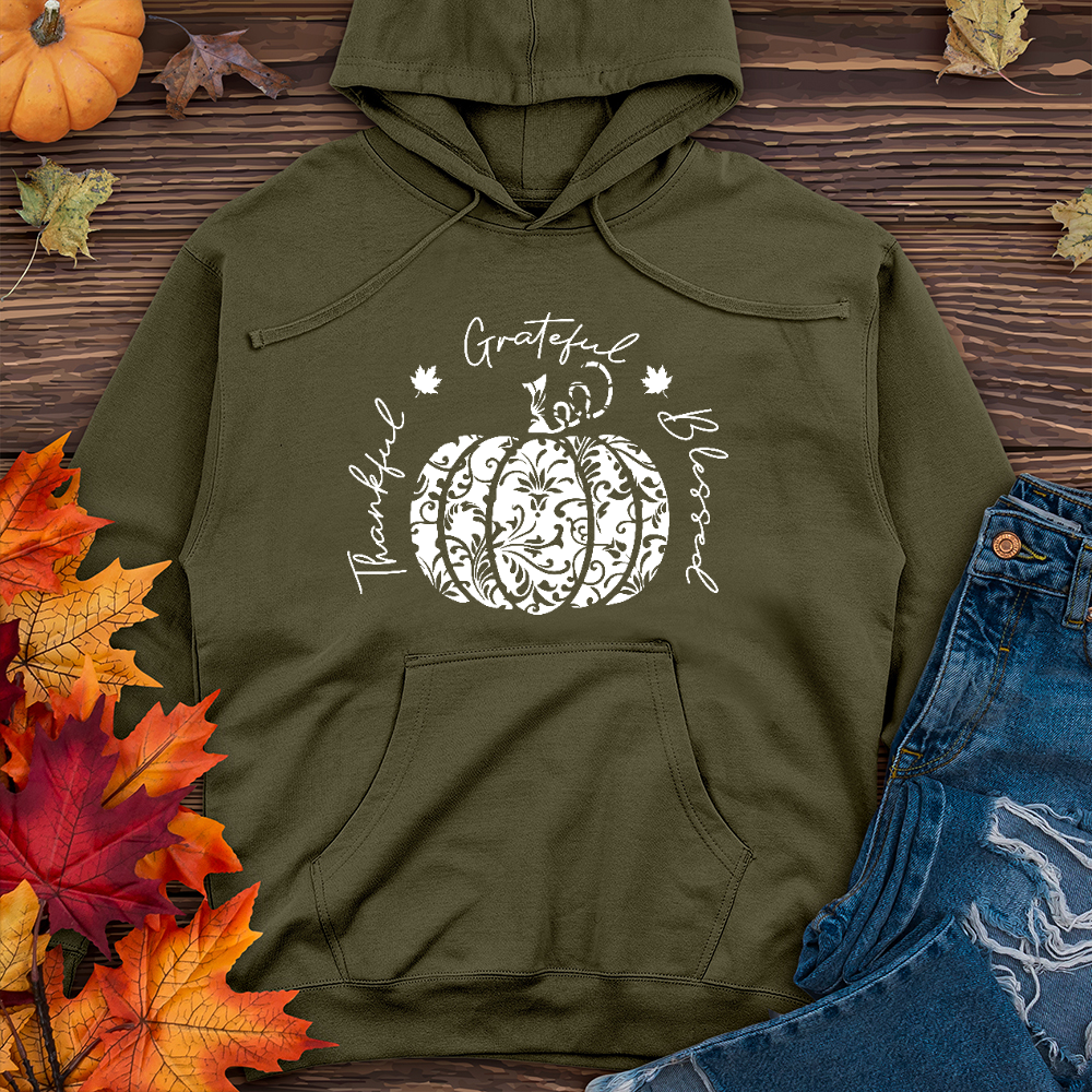 TGB White Floral Pumpkin Midweight Hoodie