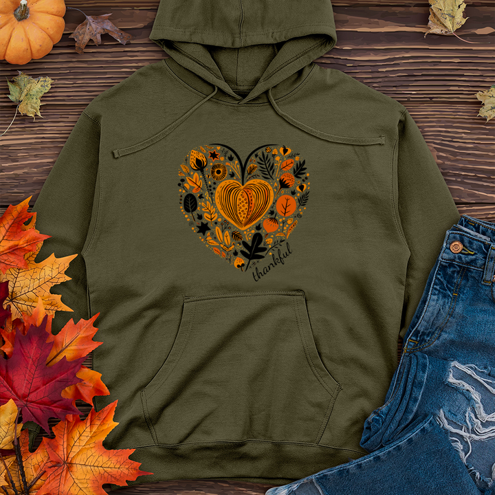 Contemporary Pumpkin Passion Heart & Pumpkin Icons Midweight Hooded Sweatshirt