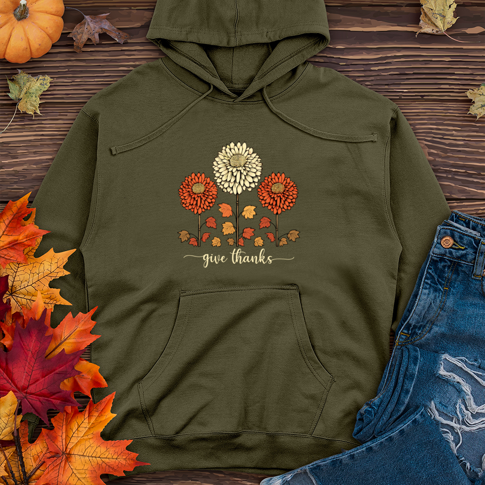 Vintage Autumn Floral Trio Midweight Hooded Sweatshirt
