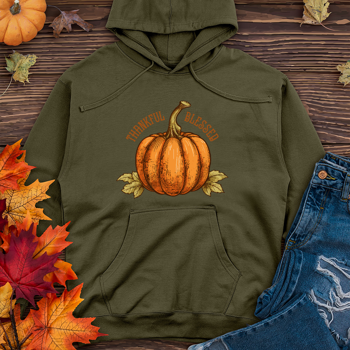 Thankful Blessed Pumpkin Midweight Hoodie