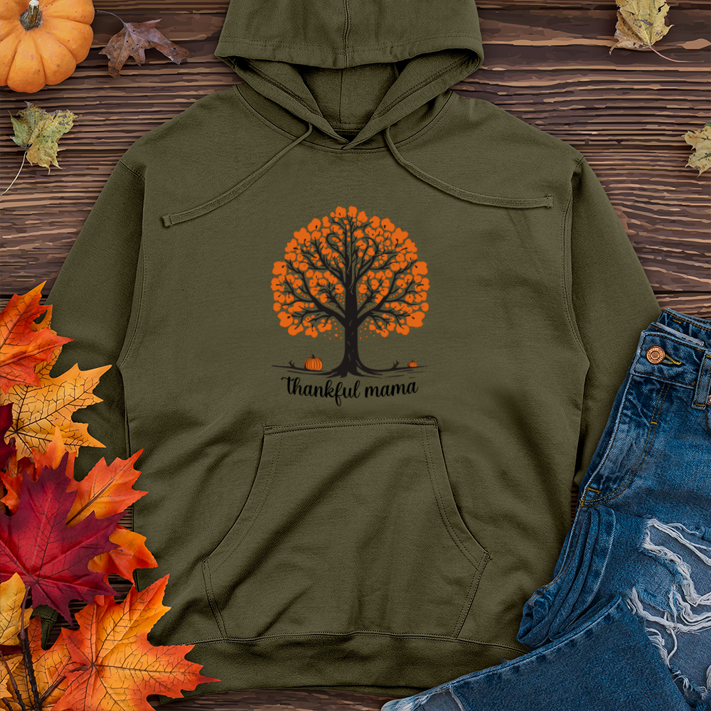 Vintage Pumpkin Patch Tree Midweight Hooded Sweatshirt