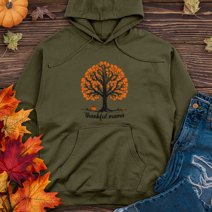 Vintage Pumpkin Patch Tree Midweight Hooded Sweatshirt