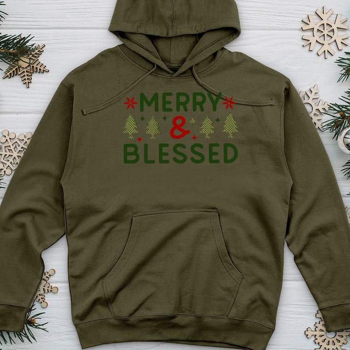 Merry & Blessed Plaid Green Midweight Hooded Sweatshirt