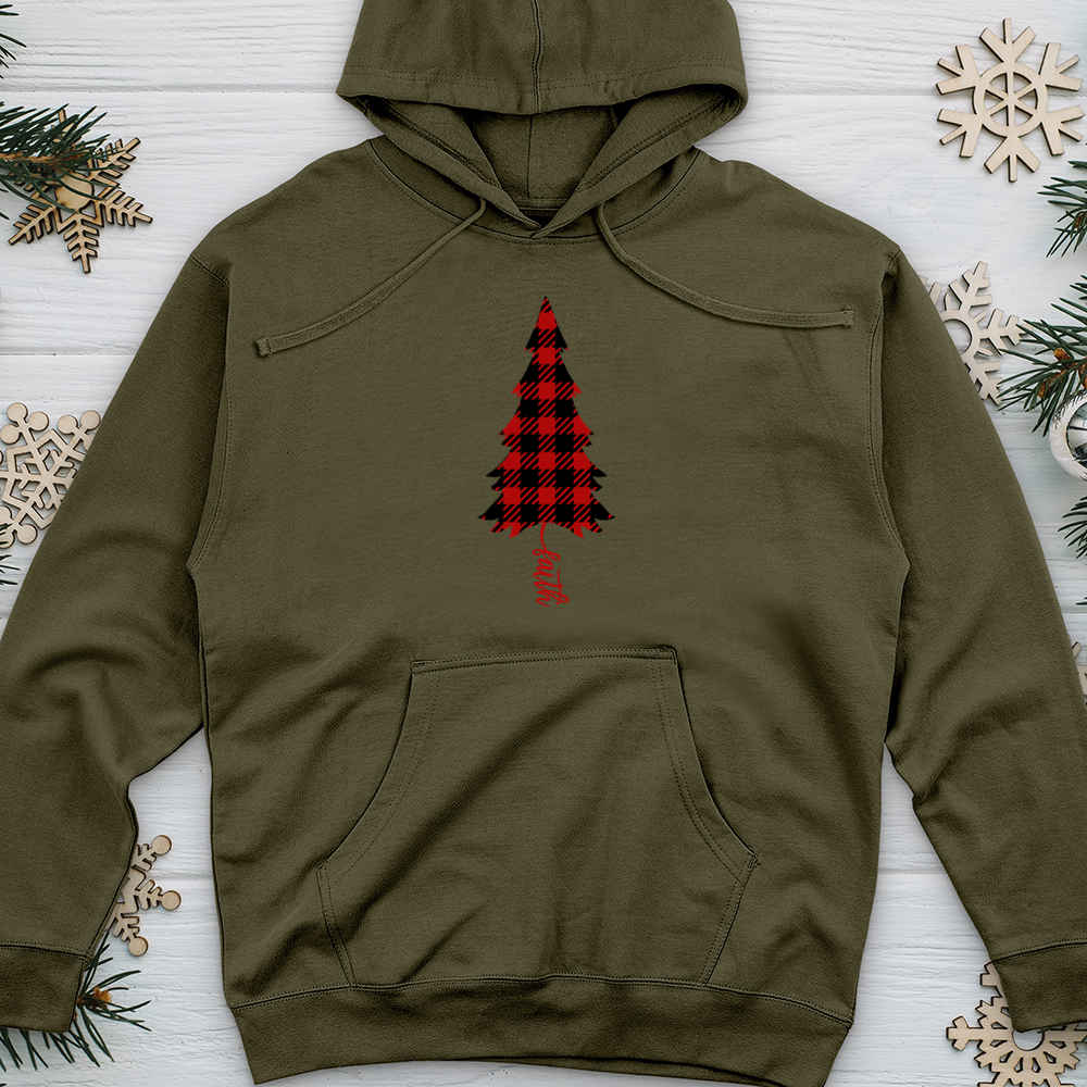 Faith Christmas Pattern Midweight Hooded Sweatshirt