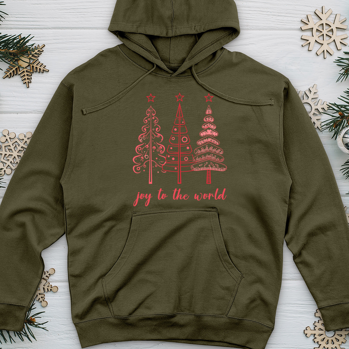 Joy To The World Pink Trees Midweight Hooded Sweatshirt