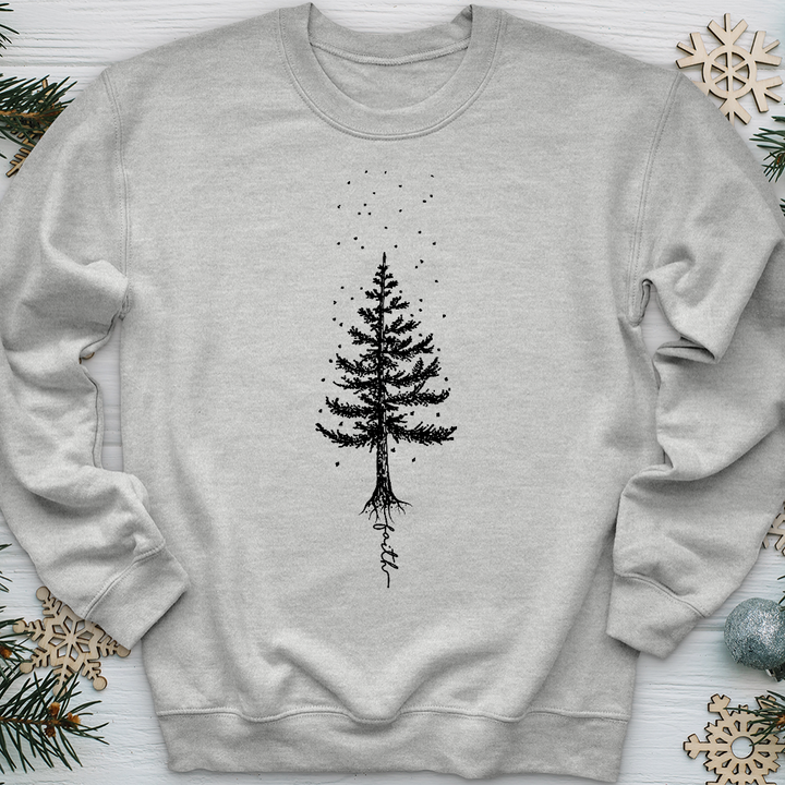 Rooted In Faith Pine Tree Crewneck