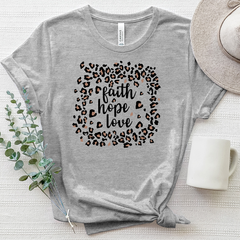 Faith Hope Love Leopard Box Heathered Tee