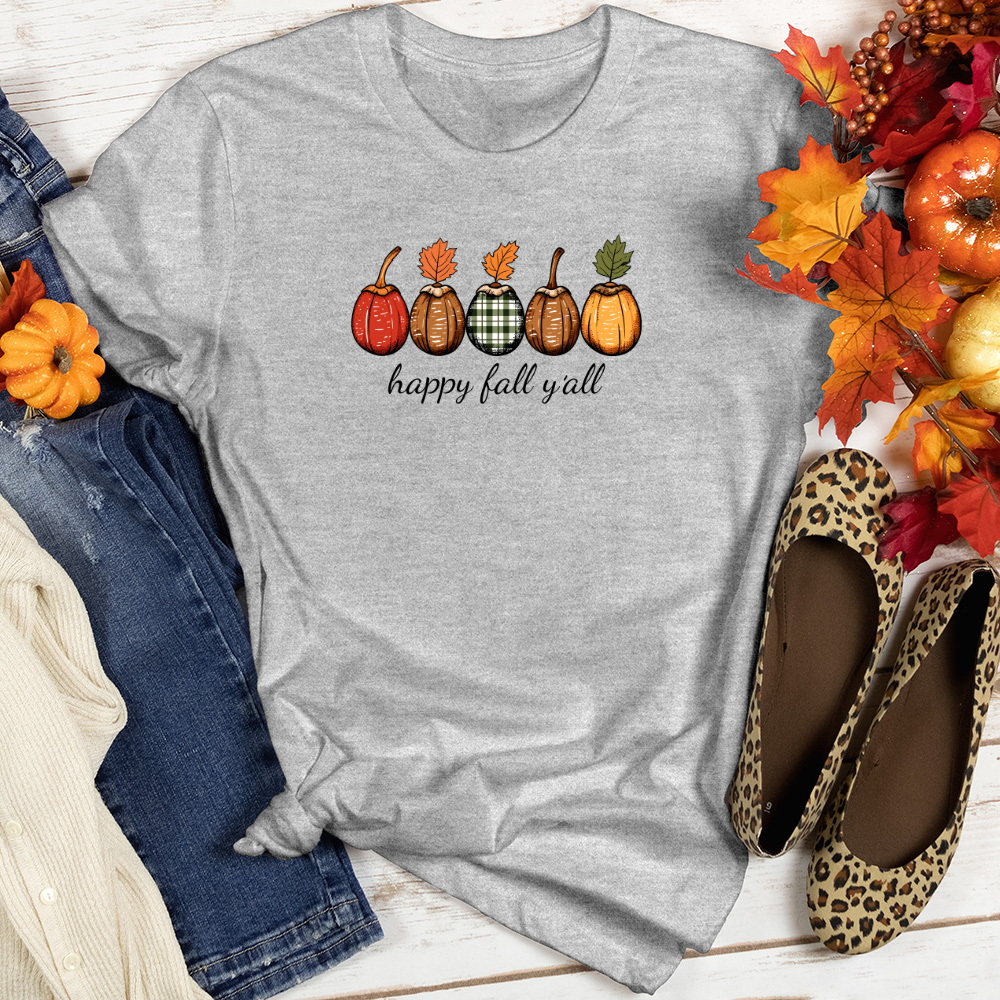 Retro Cozy Plaid Trio Acorns Heathered Tee