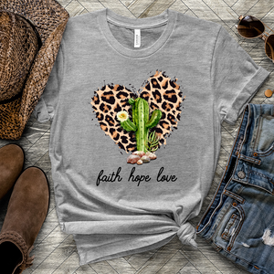 Cactus With Leopard Heart Heathered Tee