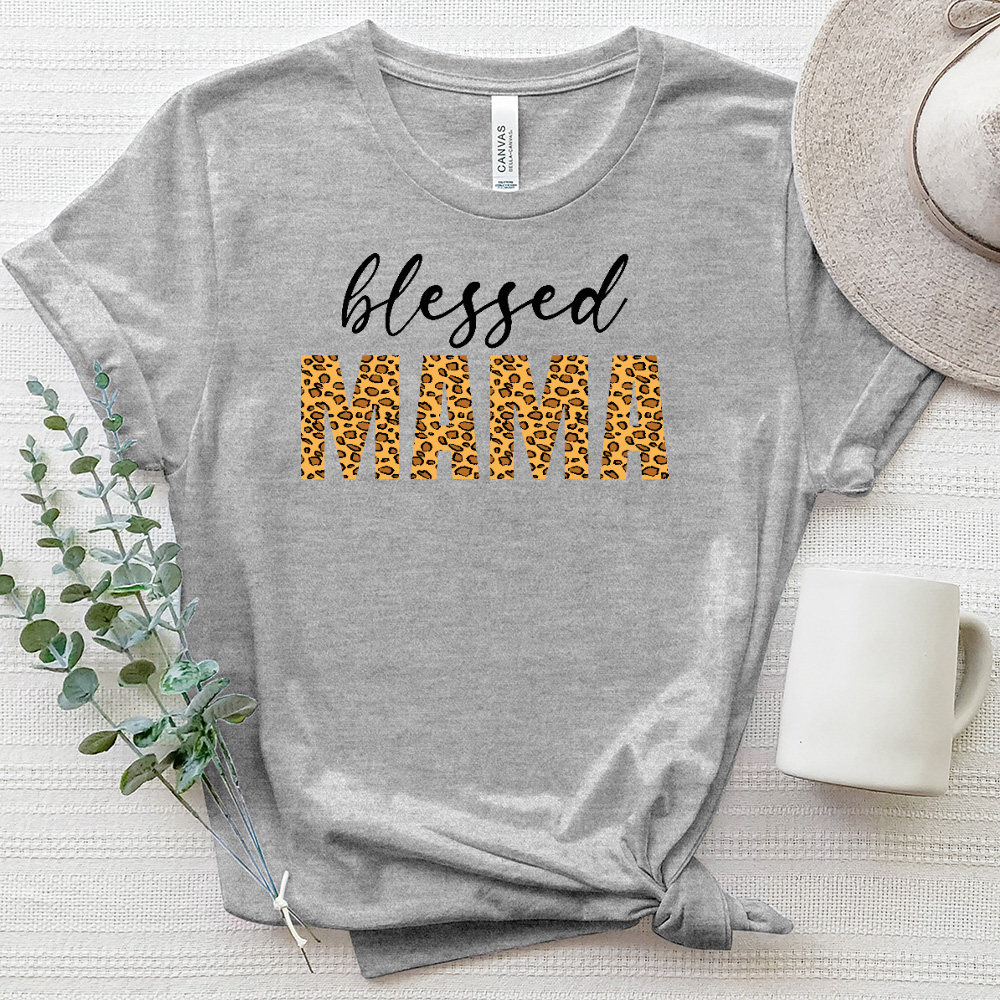 Blessed Mama Sunflower Leopard Heathered Tee