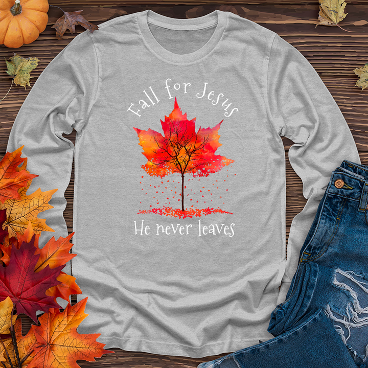 Watercolor Falling Leaves Long Sleeve Tee