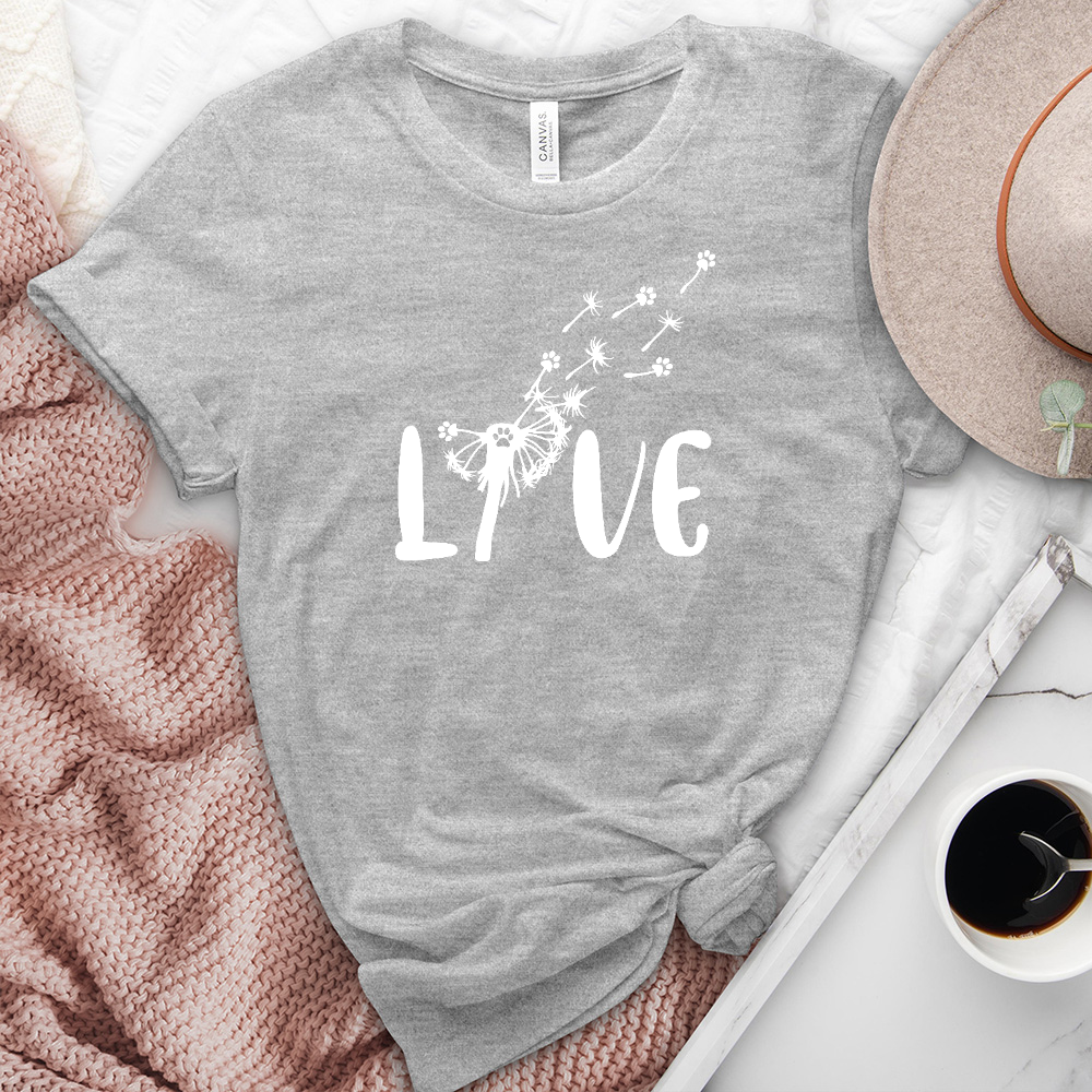 Paw Print Dandelion Love Heathered Tee