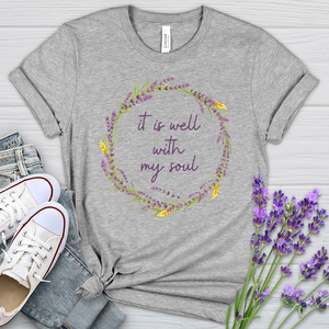 It Is Well Lavender Wreath Heathered Tee