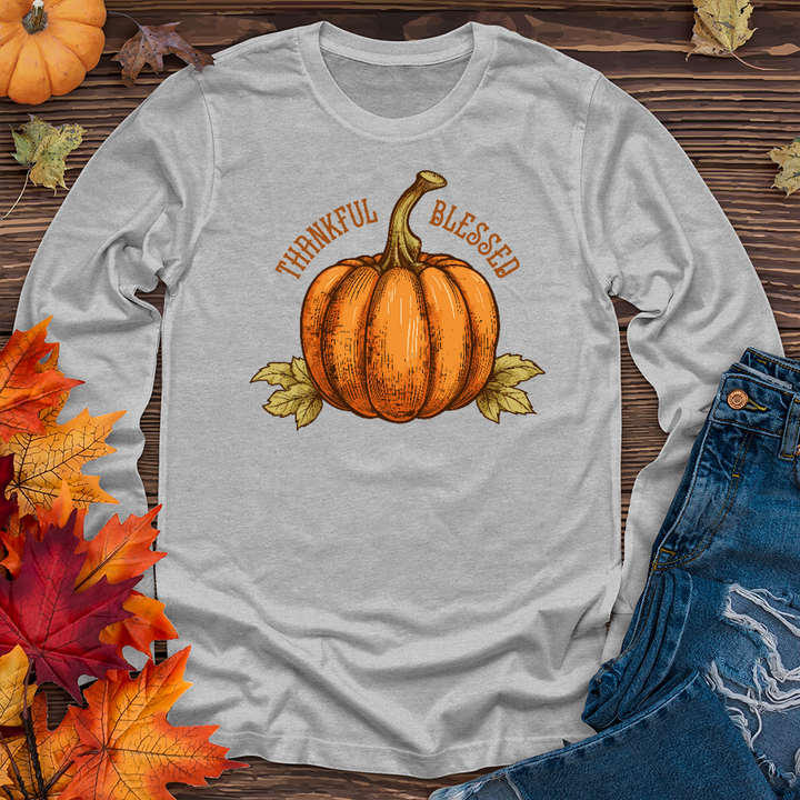 Thankful Blessed Pumpkin Long Sleeve Tee