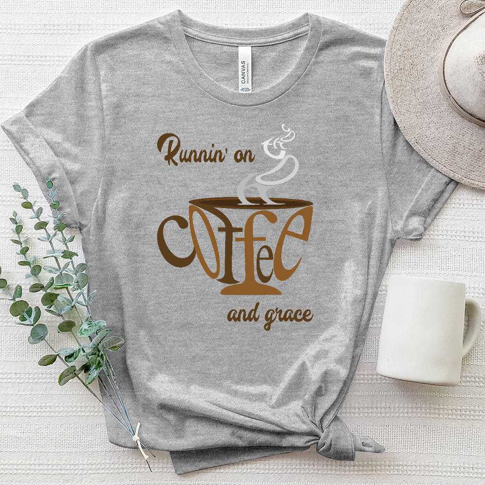 Runnin’ On Coffee and Grace Heathered Tee