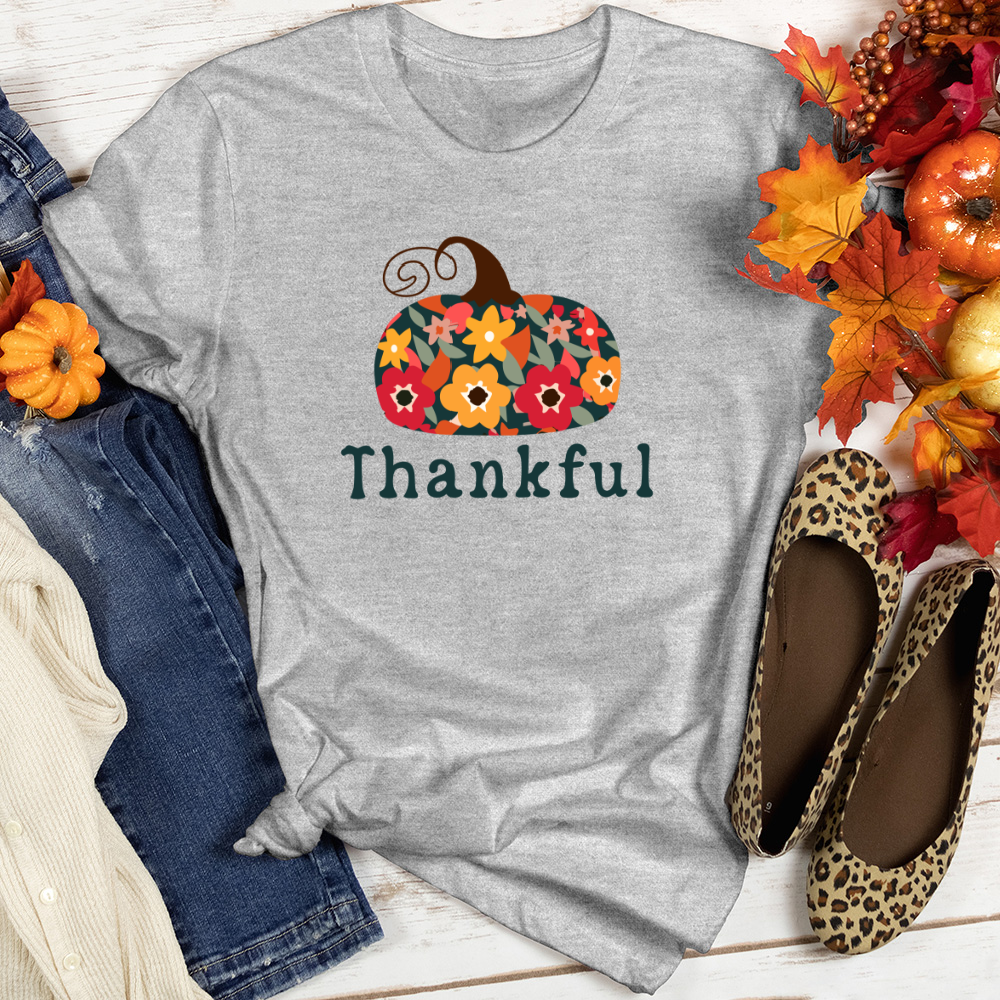 Thankful Flower Patterns Heathered Tee