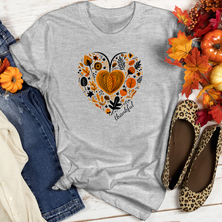 Contemporary Pumpkin Passion Heart & Pumpkin Icons Heathered Tee