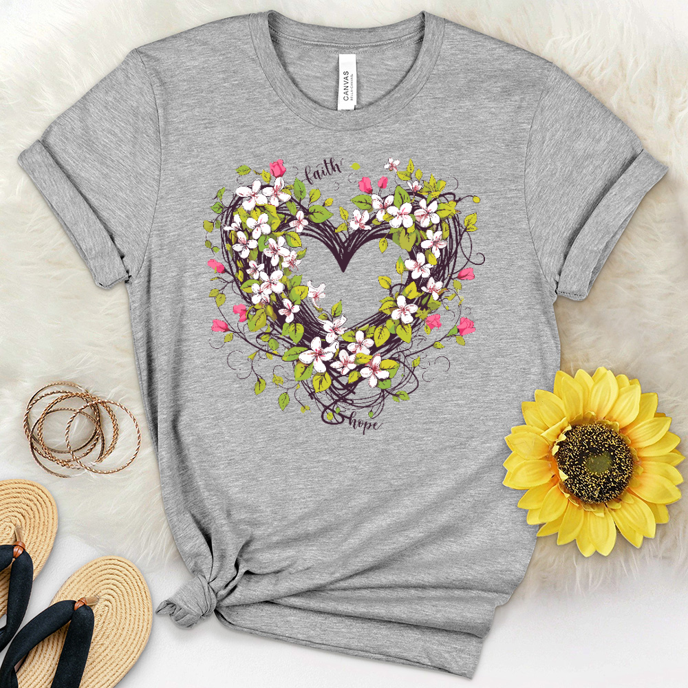 Entangled Flower Heart Heathered Tee