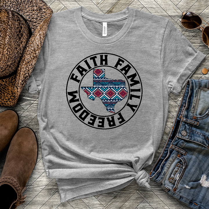 Faith Family Freedom TX Heathered Tee