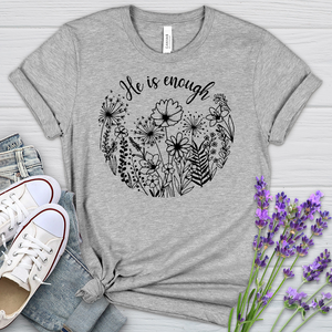 He Is Enough Wildflowers Heathered Tee