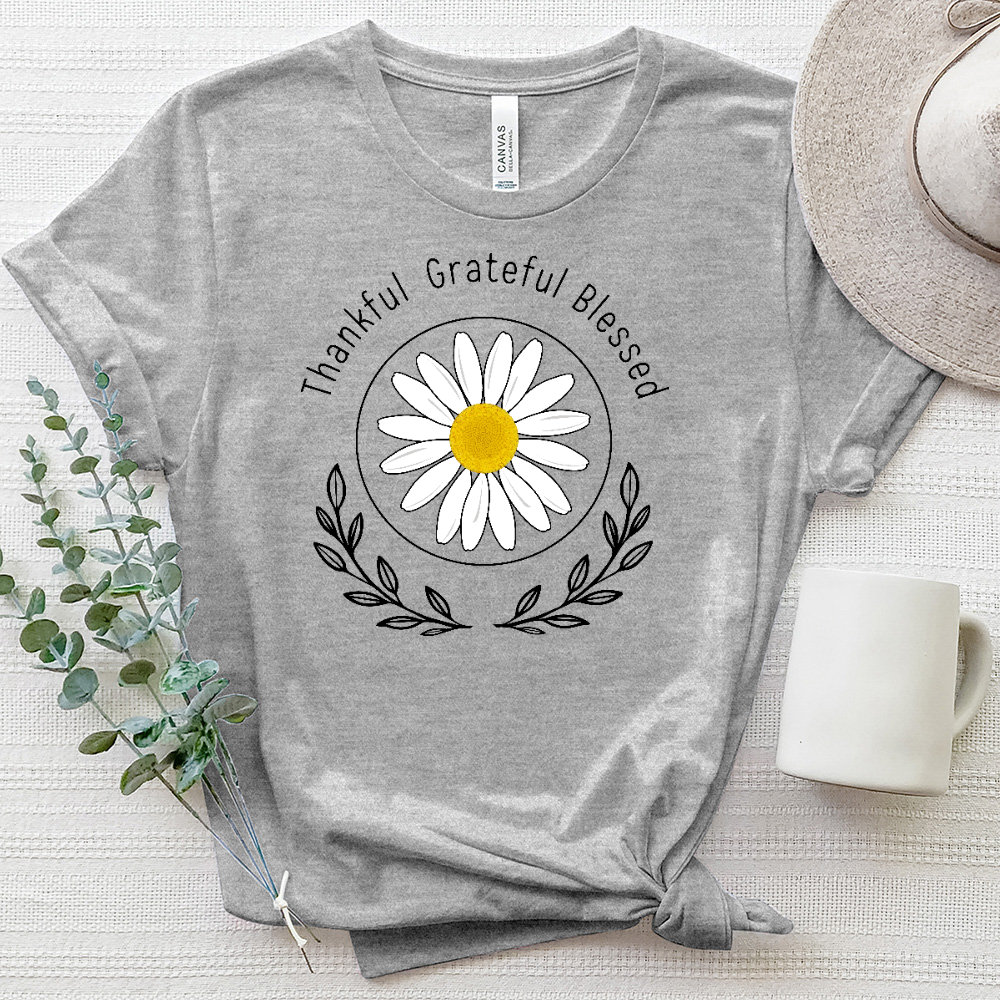 Thankful Olive Branch Daisy Heathered Tee