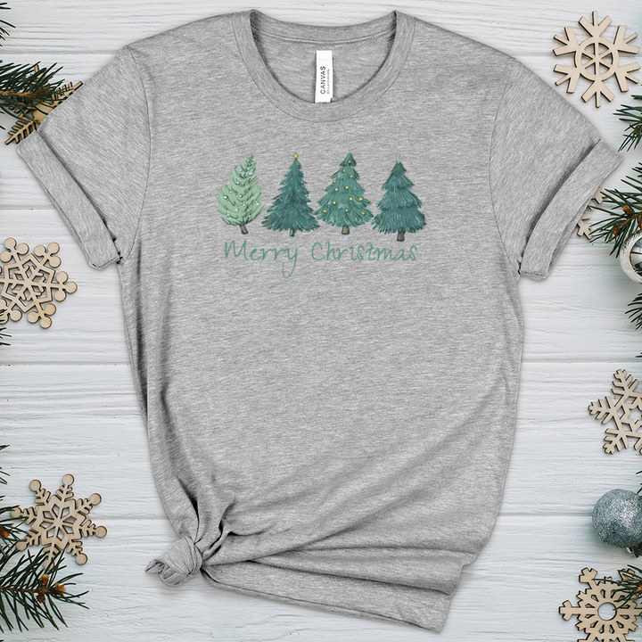 Merry Christmas Pine Trees Heathered Tee